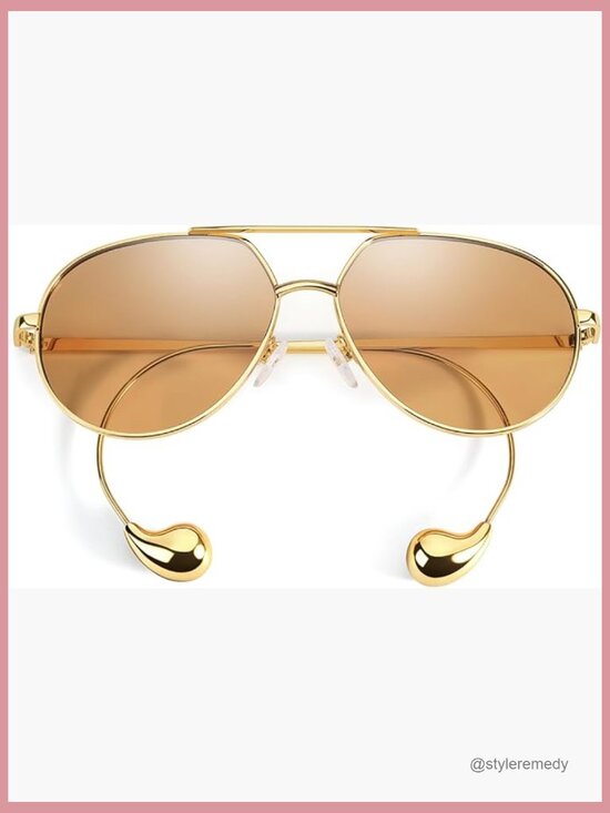Oversized Aviator Sunglasses with UV400 Protection, Adjustable Metal Temples main image 6